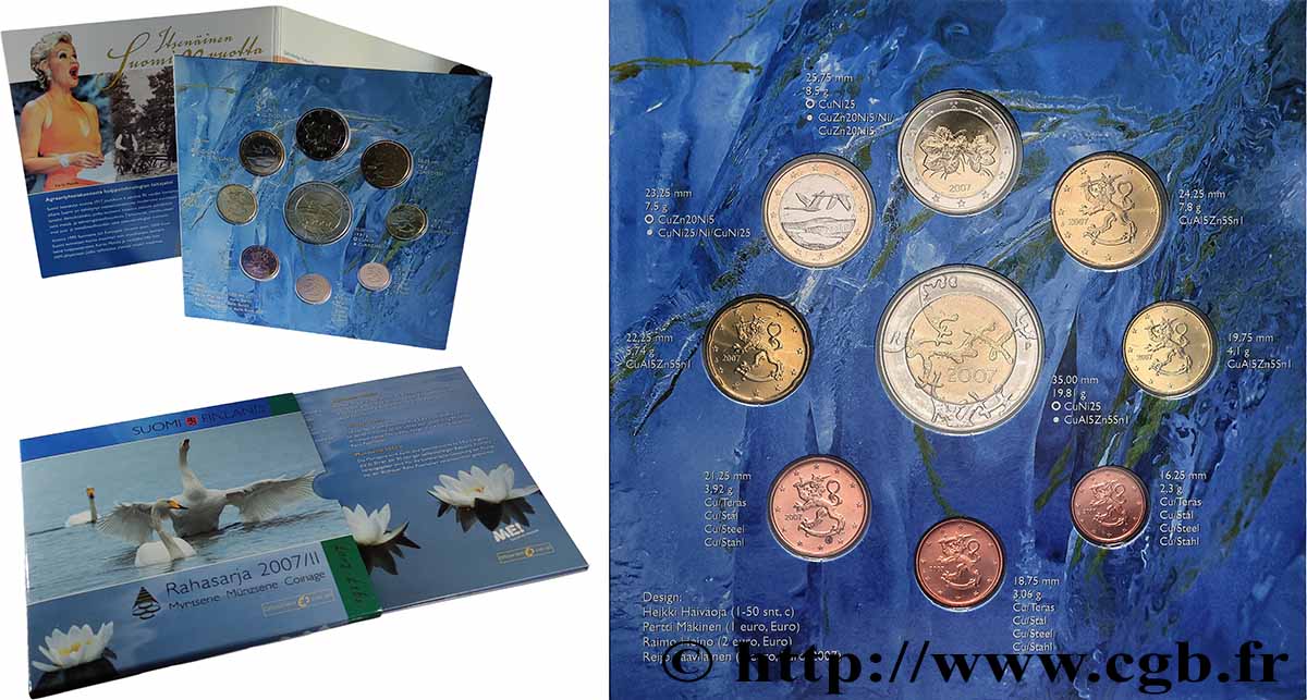 FINLAND SÉRIE Euro BRILLANT UNIVERSEL II - Cygnes 2007 Brilliant Uncirculated