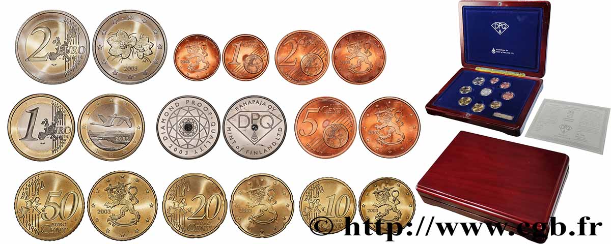 FINLANDIA COFFRET Euro BELLE ÉPREUVE + diamant 2003 BE