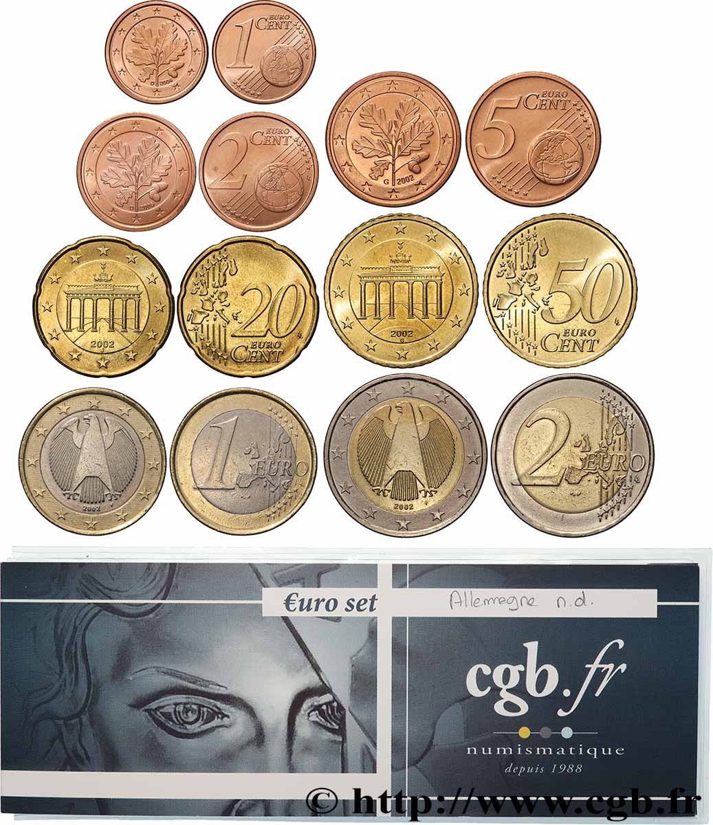 GERMANY LOT DE 8 PIÈCES EURO (1 Cent - 2 Euro Aigle héraldique) n.d. MS