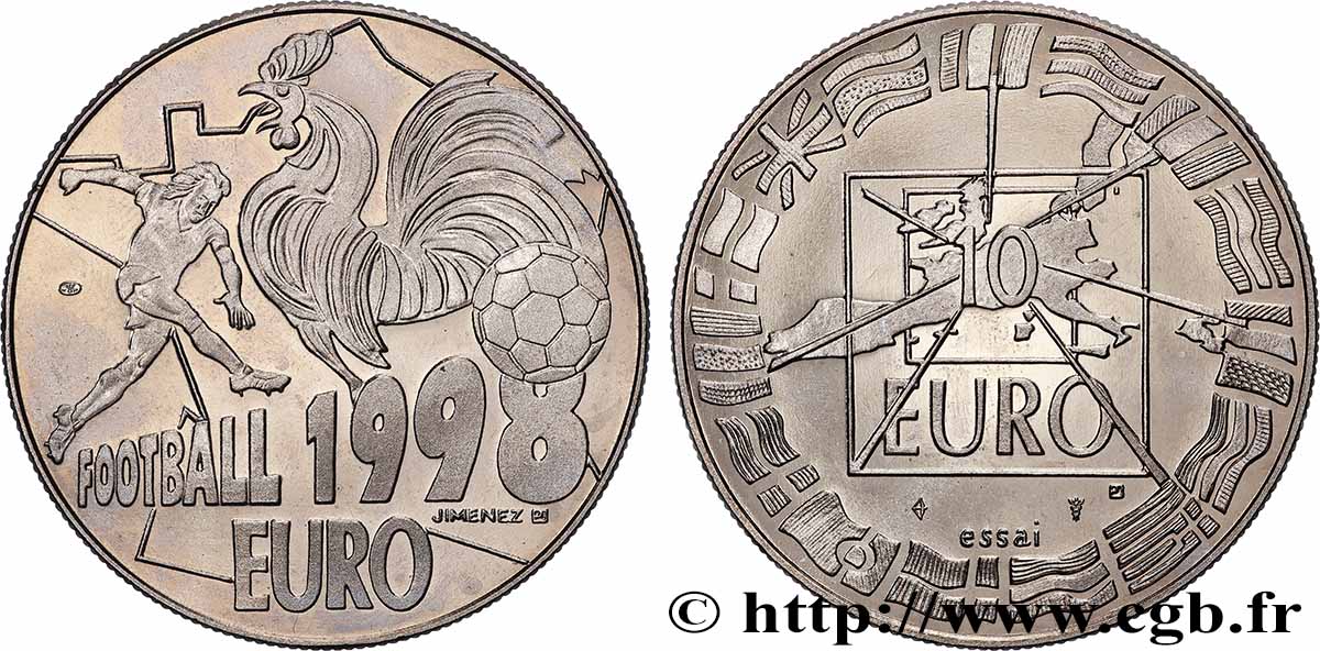 FRANKREICH Essai 10 Euro coupe du monde de football en bronze florentin 1998