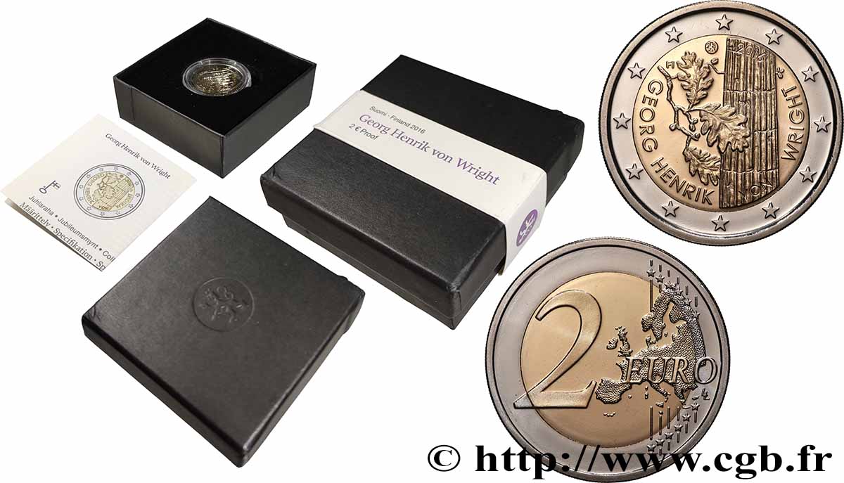 FINLAND BELLE EPREUVE 2 Euro GEORG HENRIK VON WRIGHT  2016 Proof set