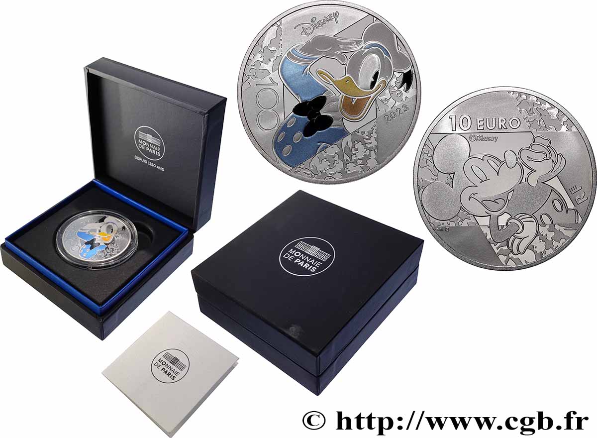 FRANCE BELLE EPREUVE 10 Euro 100 ANS DE DISNEY (colorisé) 2023 Proof set