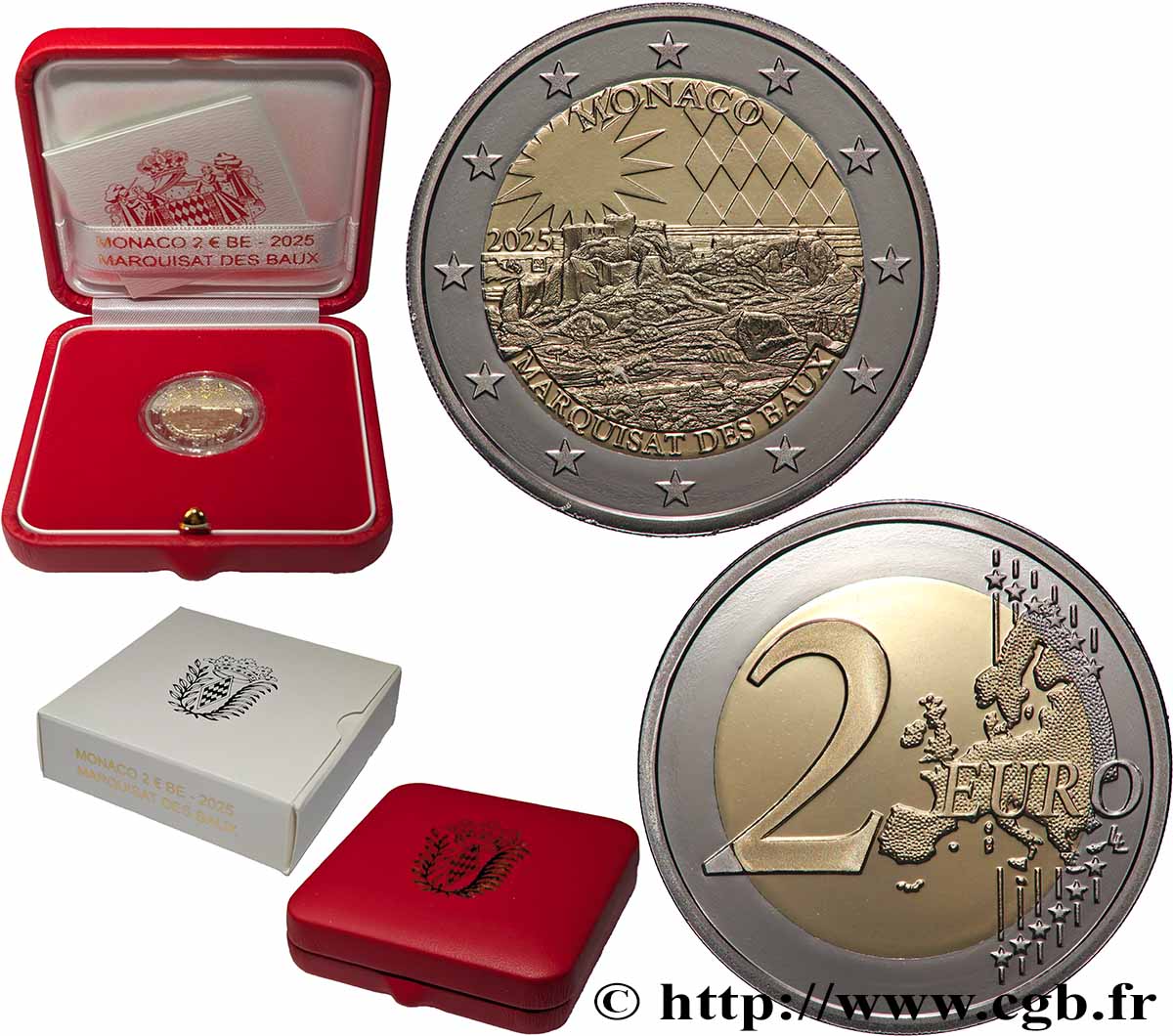 MONACO Belle Épreuve 2 Euro MARQUISAT DES BAUX 2025 Proof set