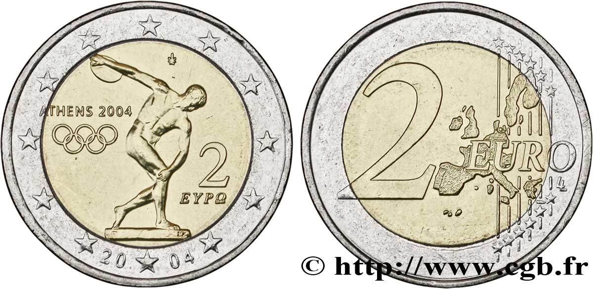 Piece De 2 Euros Jeux Olympiques 2004 GRÈCE 2 euro JEUX OLYMPIQUES D'ATHÈNES 2004 tranche B 2004 Athènes feu