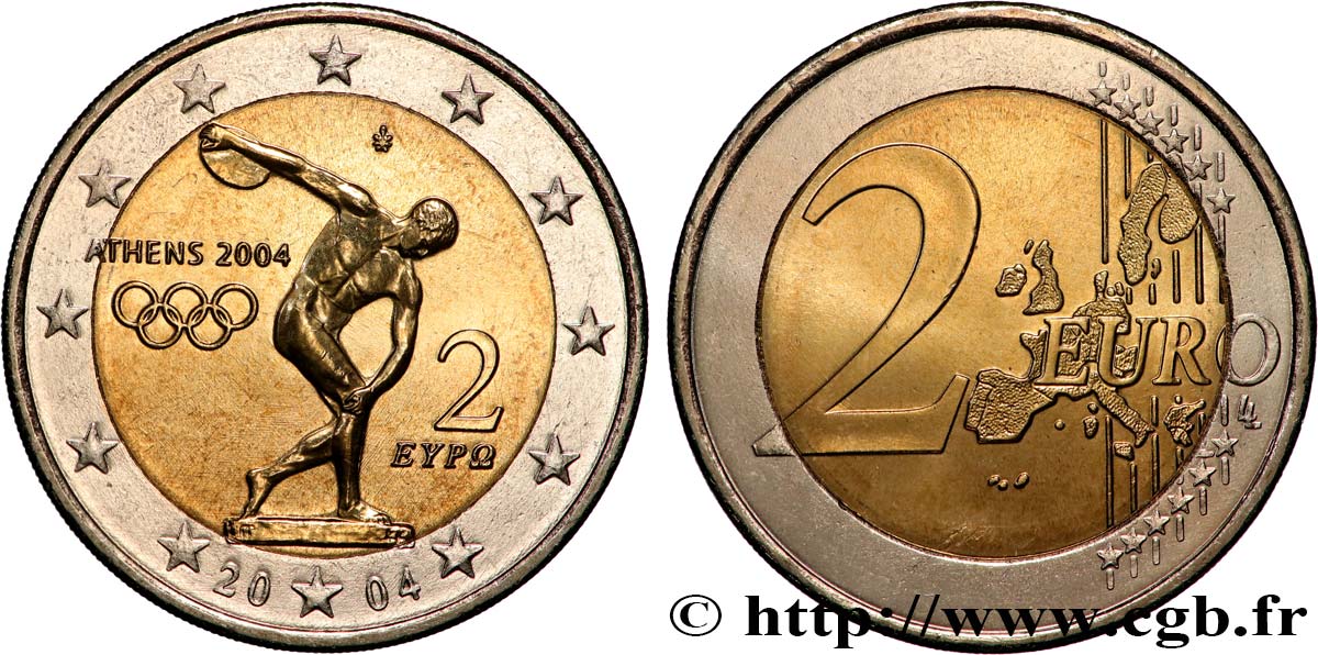 GREECE 2 euro JEUX OLYMPIQUES D ATHÈNES 2004 2004 MS