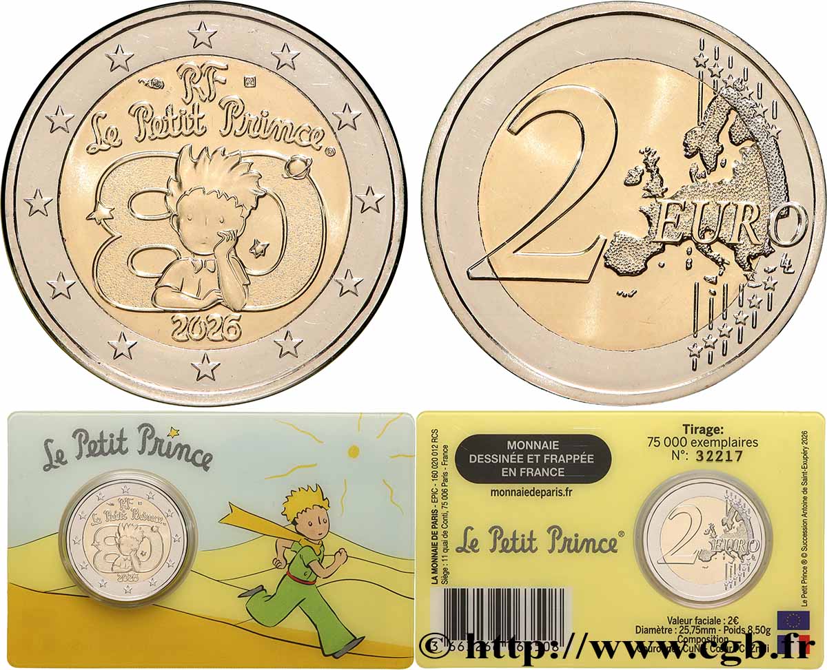 FRANCE Coin-Card 2 Euro LE PETIT PRINCE - blister Désert 2026 BU