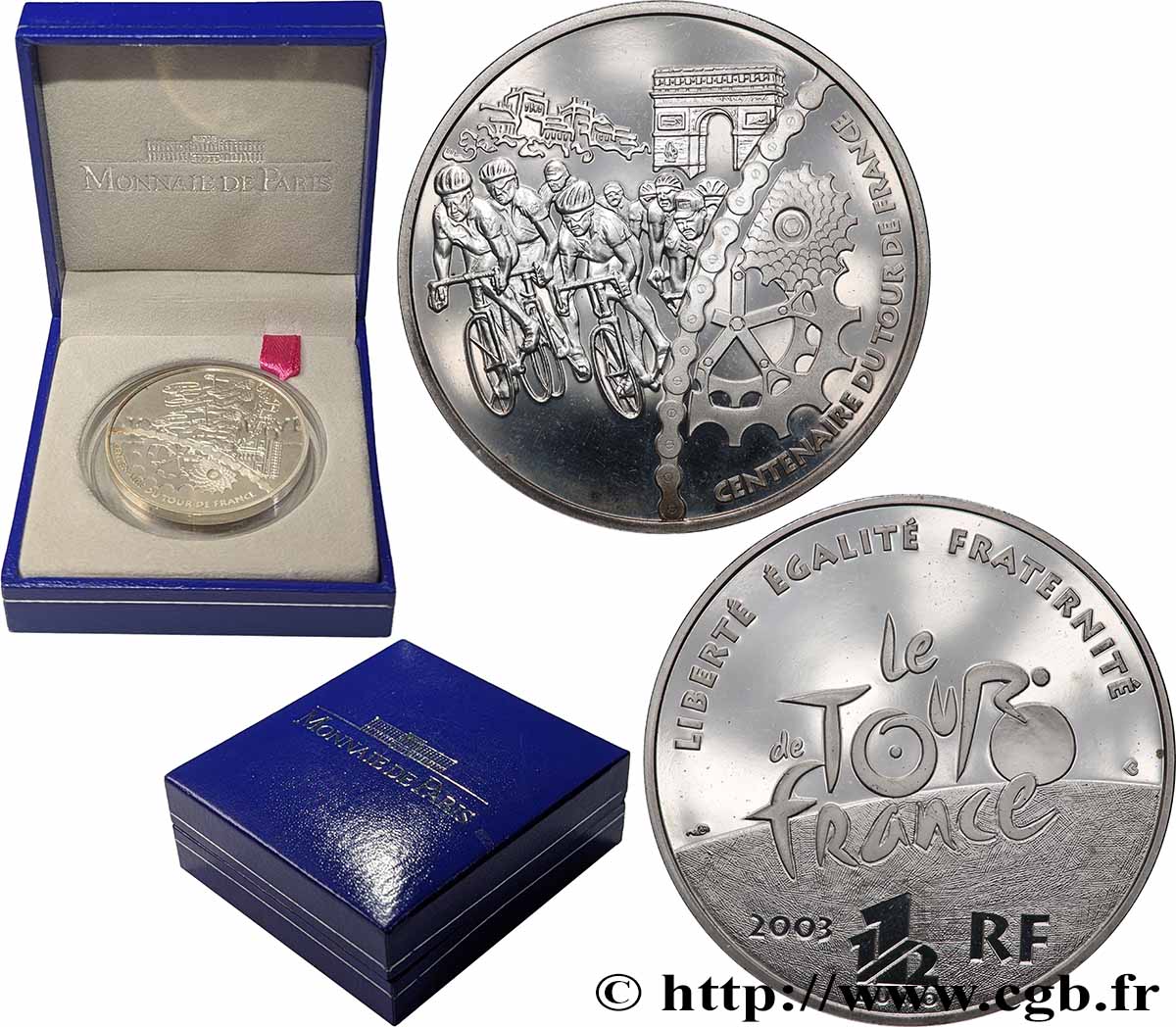 FRANCIA Belle Épreuve 1 Euro 1/2 100 ANS DU TOUR DE FRANCE - ARRIVÉE 2003 Prueba