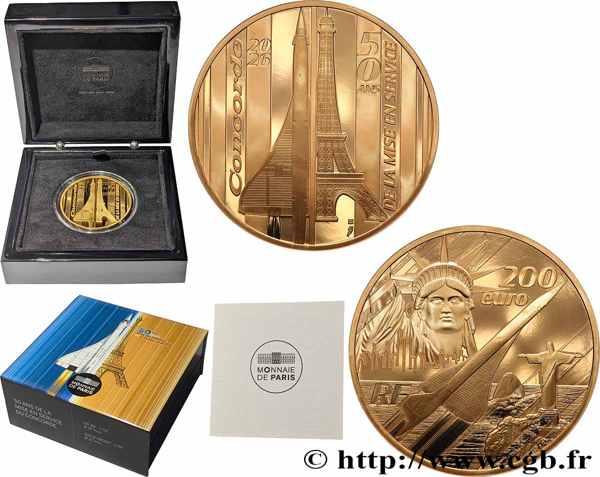 FRANCE BELLE EPREUVE 1 oz - 200 Euro CONCORDE 2026 BE