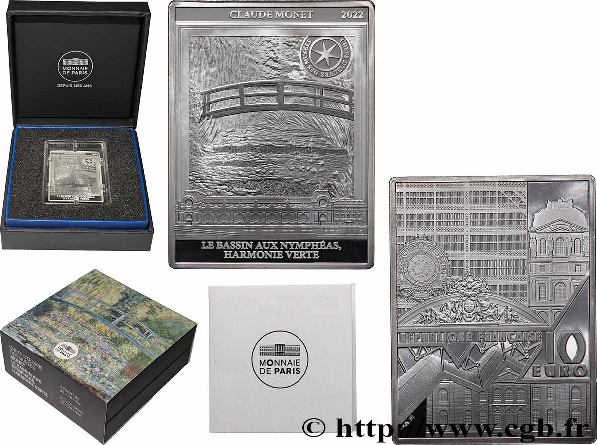 FRANCE Belle Epreuve 10 Euro MONET “LE BASSIN AUX NYMPHEAS” 2022 BE