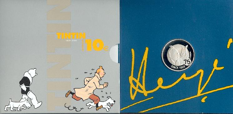 BELGIQUE 10 Euro TINTIN 75 ème ANNIVERSAIRE 2004 FDC70