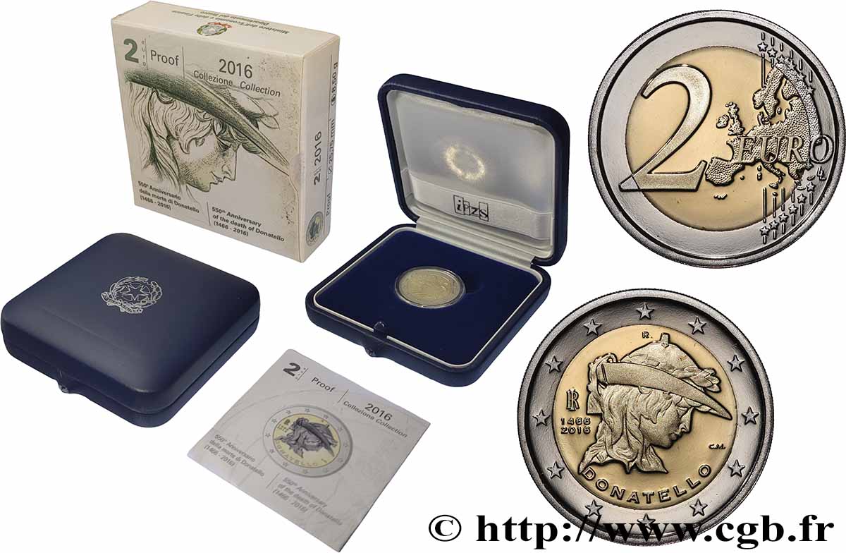 ITALIEN Belle Épreuve 2 Euro DONATELLO 2016