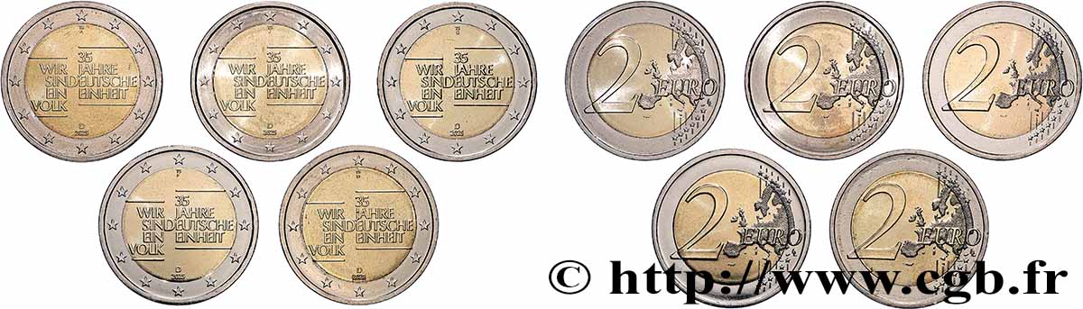 DEUTSCHLAND lot 5 ateliers 2 Euro 35 ANS RÉUNIFICATION ALLEMANDE 2025