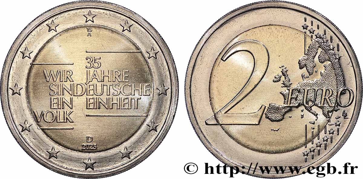 ALLEMAGNE 2 Euro 35 ANS RÉUNIFICATION ALLEMANDE 2025 SPL
