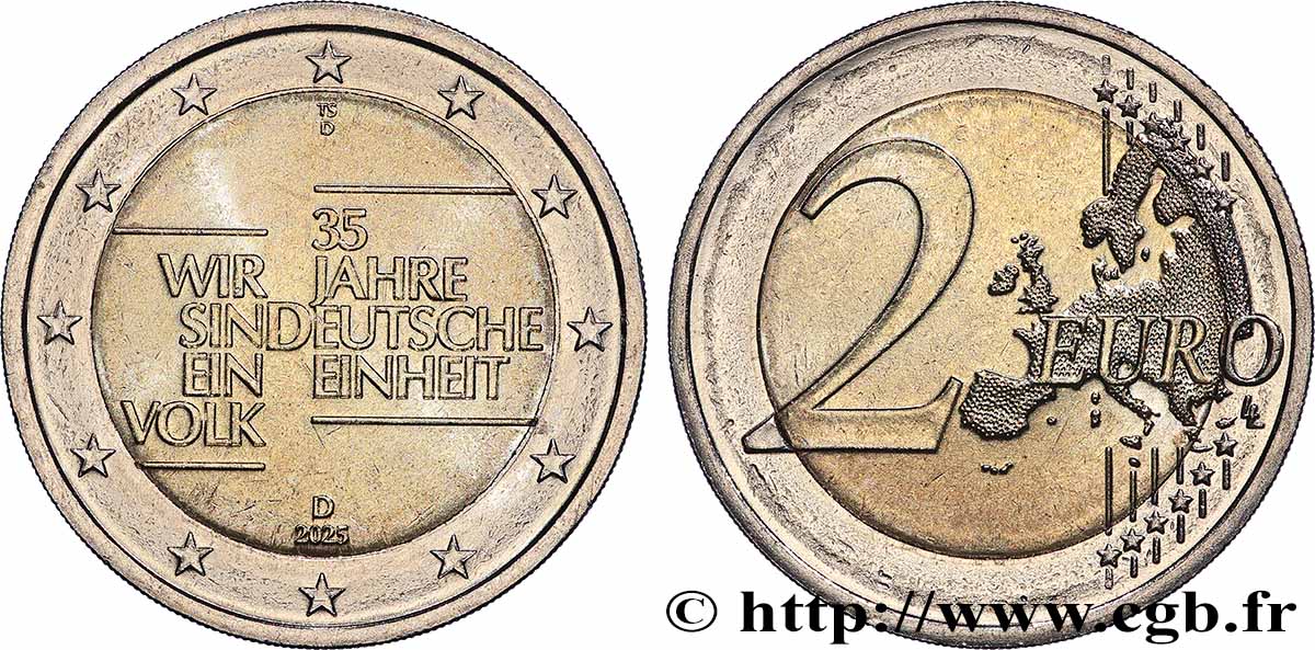 ALLEMAGNE 2 Euro 35 ANS RÉUNIFICATION ALLEMANDE - Munich - D 2025 SPL
