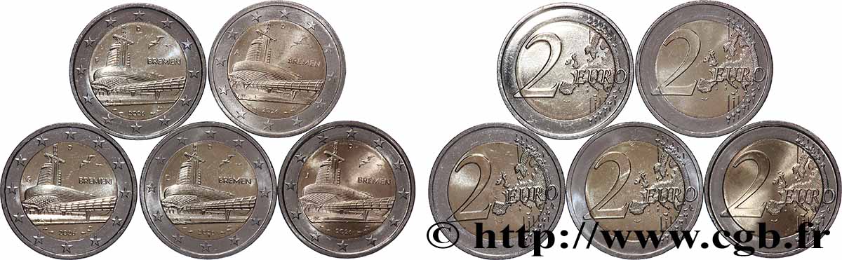 DEUTSCHLAND lot 5 ateliers 2 Euro RÉGION DE BREME 2026