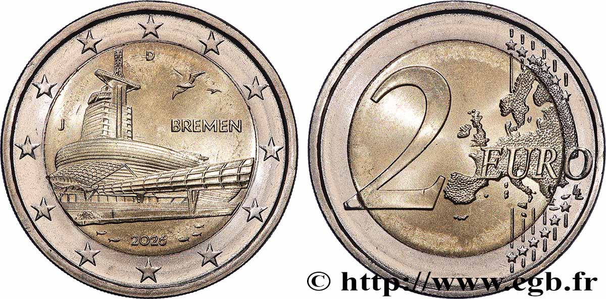 ALLEMAGNE 2 Euro RÉGION DE BREME - Hambourg - J 2026 SPL