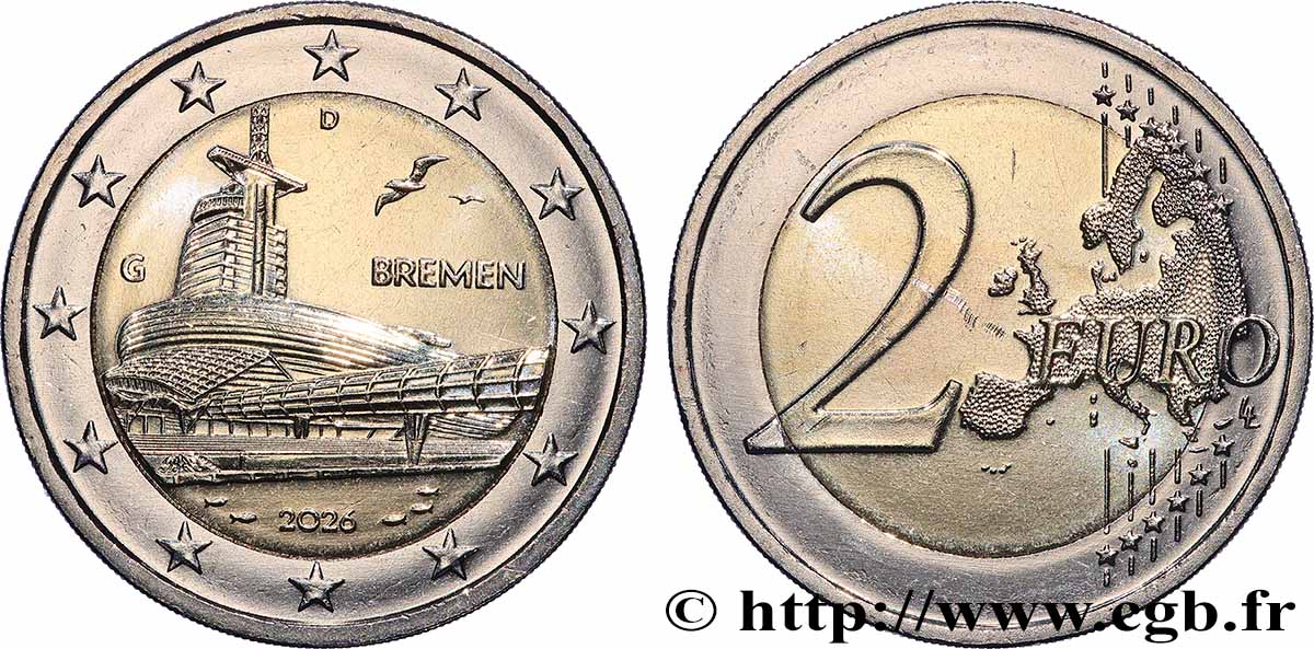 ALLEMAGNE 2 Euro RÉGION DE BREME - Karlsruhe - G 2026 SPL