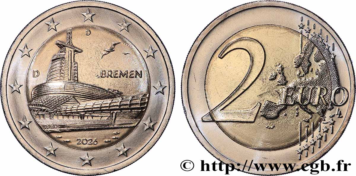 ALLEMAGNE 2 Euro RÉGION DE BREME - Munich - D 2026 SPL