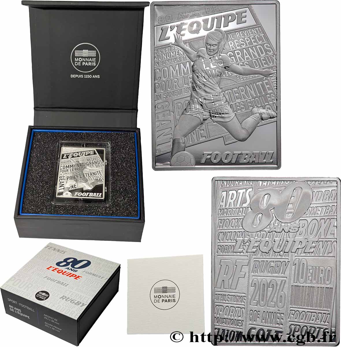FRANCE BELLE EPREUVE 10 Euro 80 ANS DE L’ÉQUIPE - FOOTBALL 2026 BE