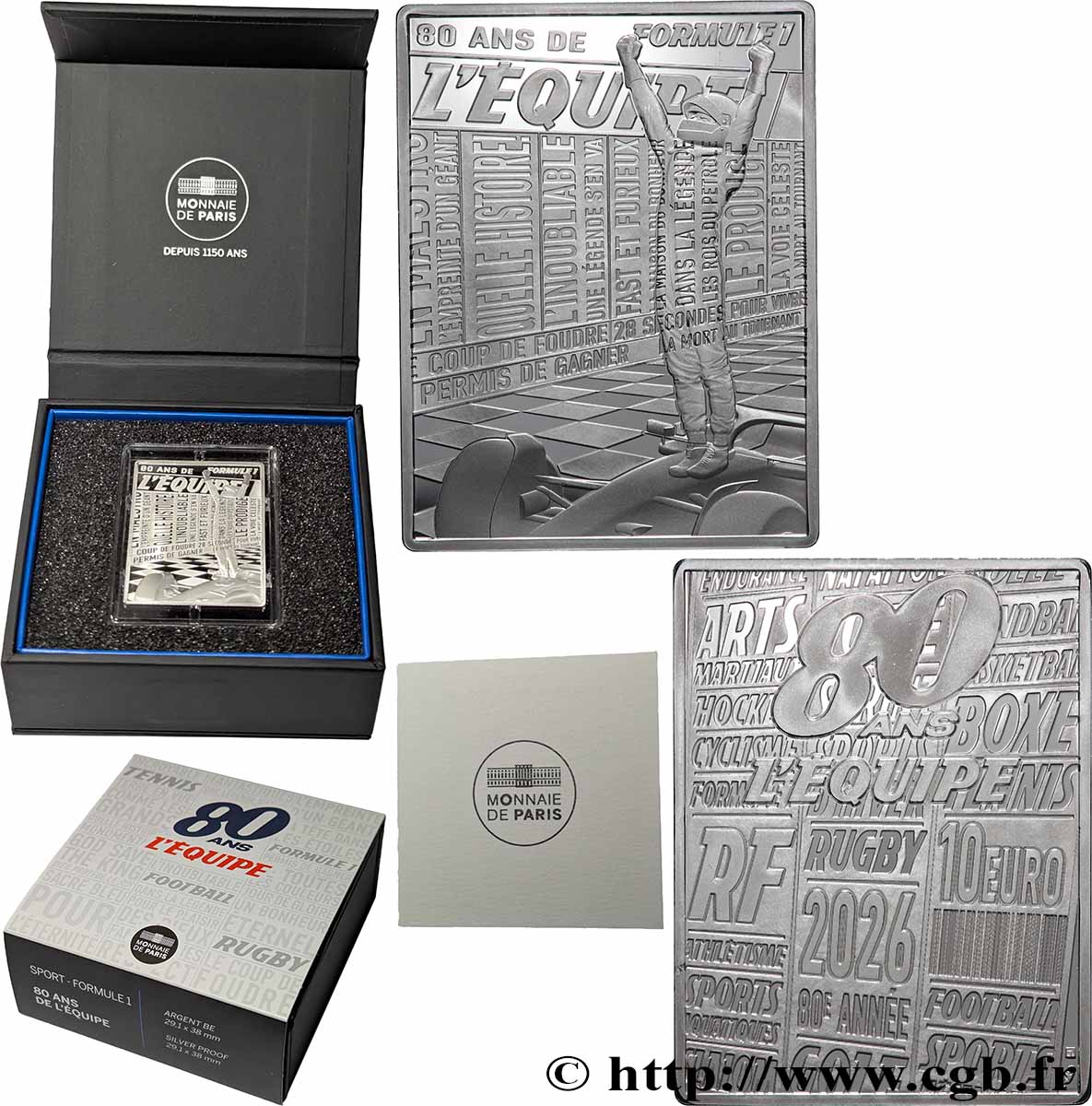 FRANCE BELLE EPREUVE 10 Euro 80 ANS DE L’ÉQUIPE - FORMULE 1 2026 BE