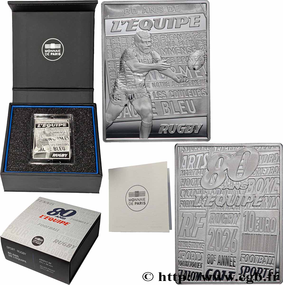 FRANCE BELLE EPREUVE 10 Euro 80 ANS DE L’ÉQUIPE - RUGBY 2026 BE