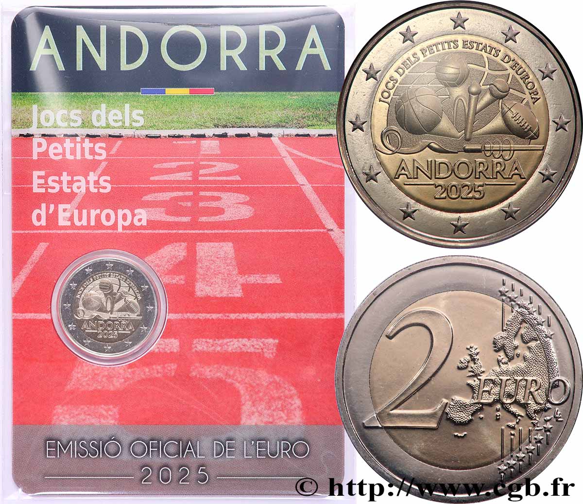ANDORRA Coin-card 2 Euro JEUX DES PETITS ÉTATS D’EUROPE 2025 Brilliant Uncirculated