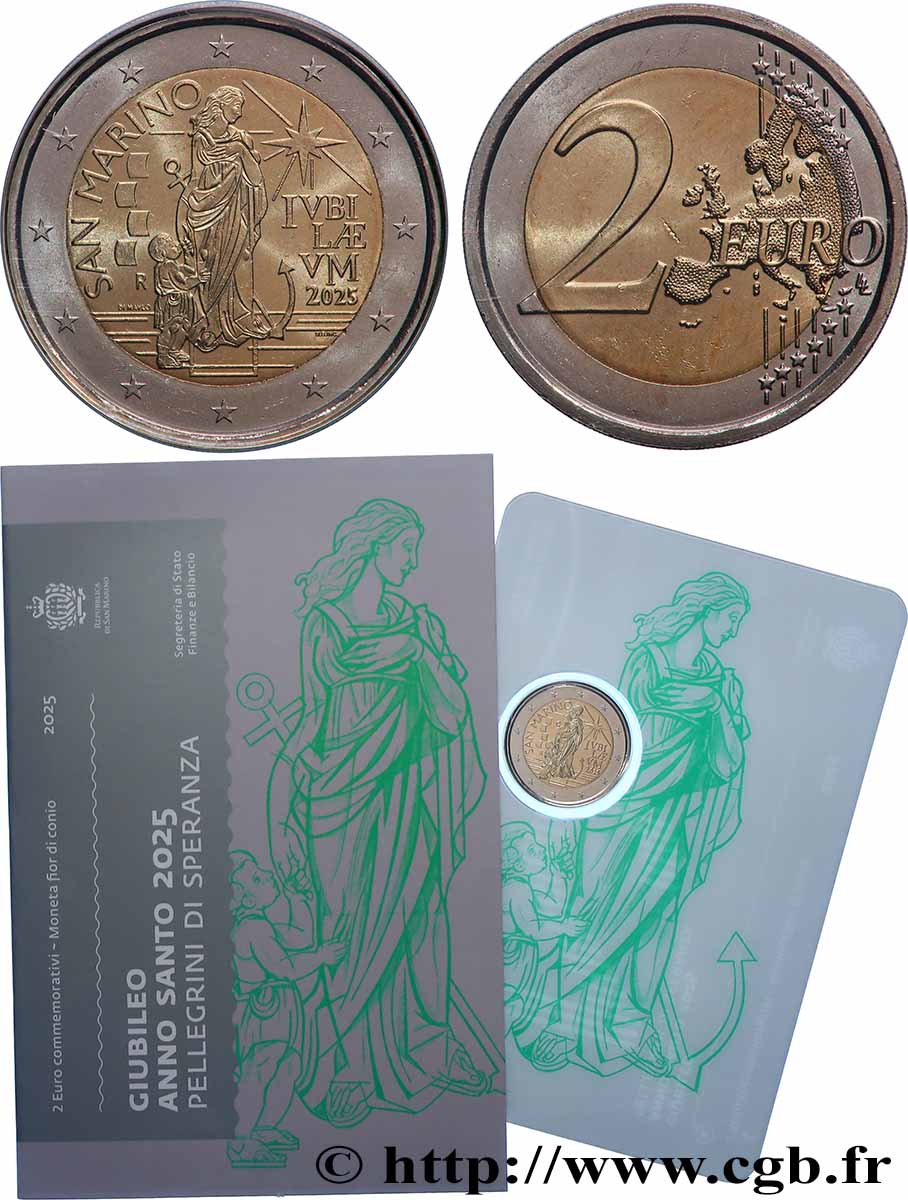 SAN MARINO Blister BU 2 Euro ANNÉE SAINTE 2025 Brilliant Uncirculated