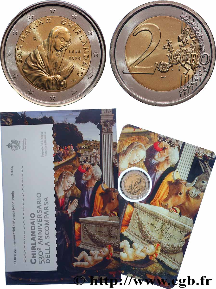 SAN MARINO Blister BU 2 Euro DOMENICO GHIRLANDAIO 2024
