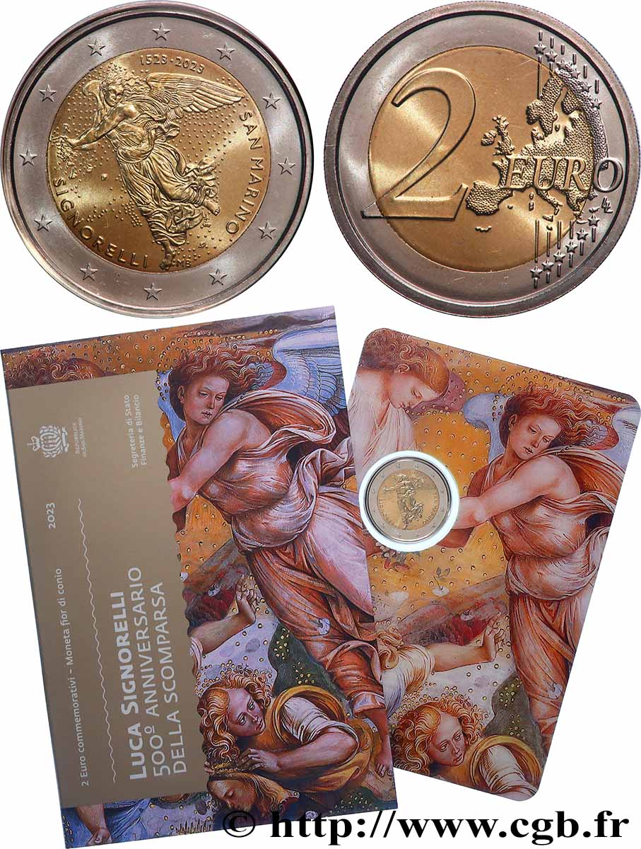 SAN MARINO Blister BU 2 Euro LUCA SIGNORELLI 2023 Brilliant Uncirculated