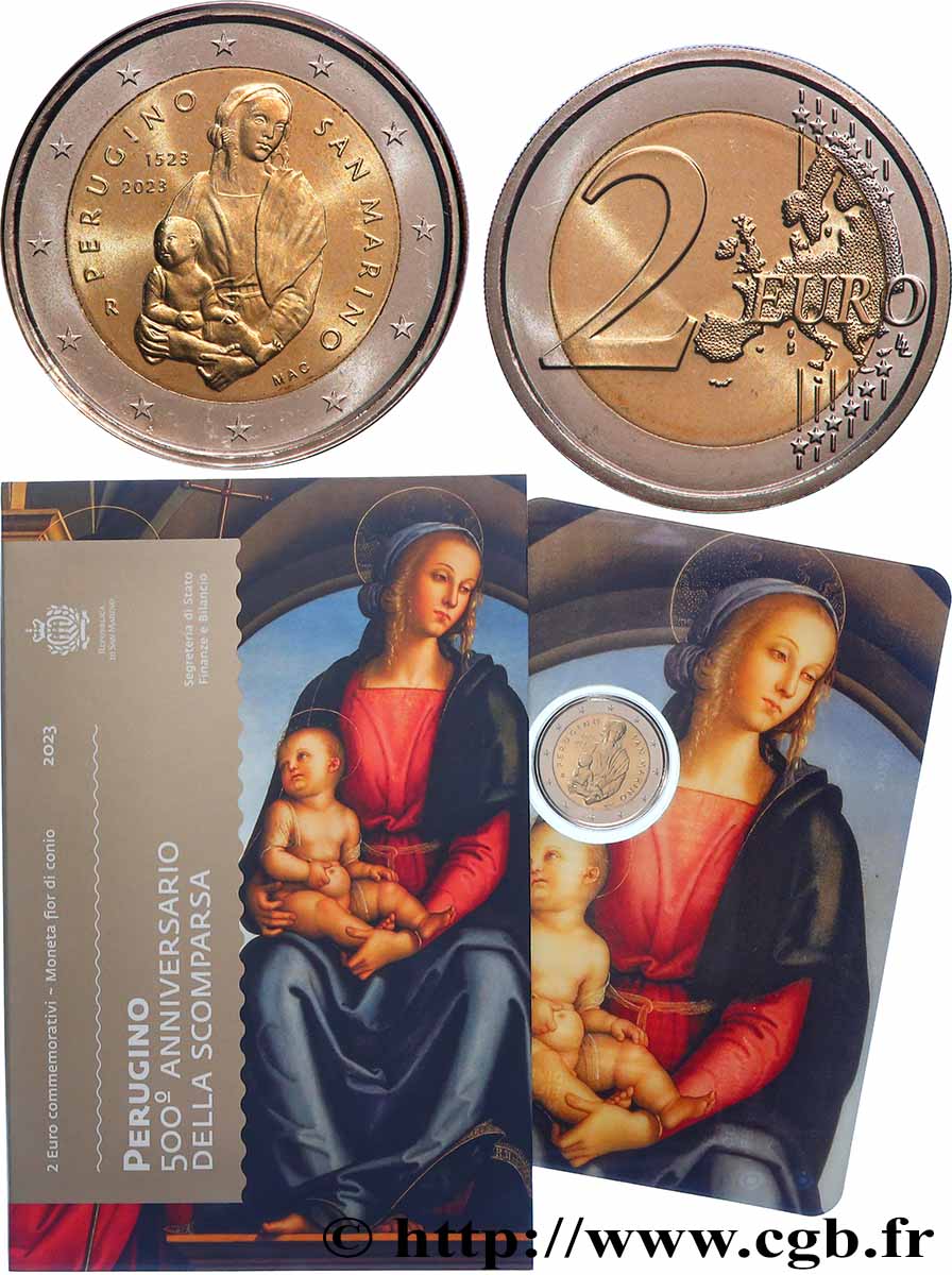 SAN MARINO Blister BU 2 Euro LE PÉRUGIN 2023