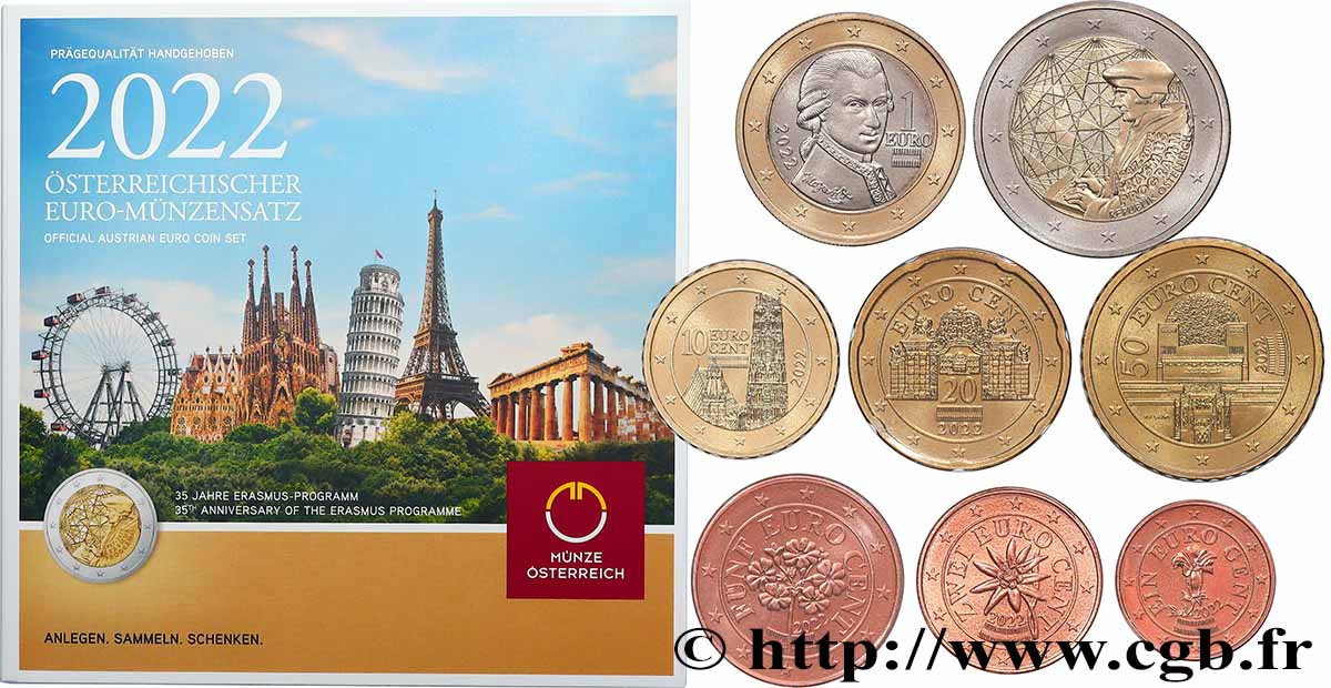 AUTRICHE SÉRIE Euro BRILLANT UNIVERSEL 2022 BU