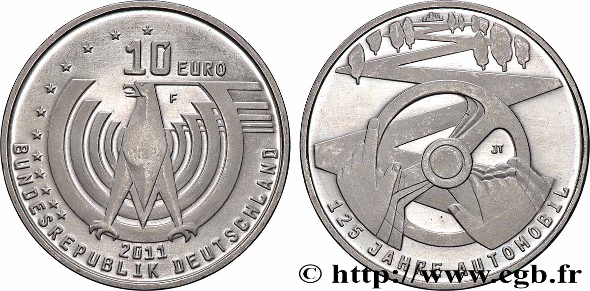 GERMANY 10 Euro 125 ANS DE L’AUTOMOBILE  2011 MS