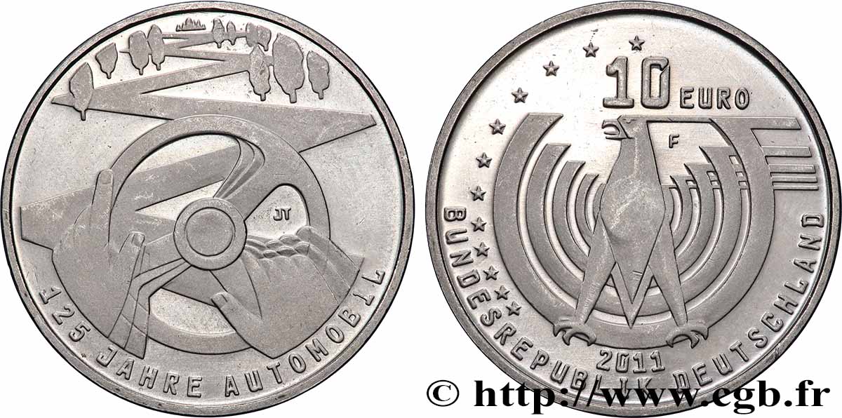 ALEMANIA 10 Euro 125 ANS DE L’AUTOMOBILE  2011 SC