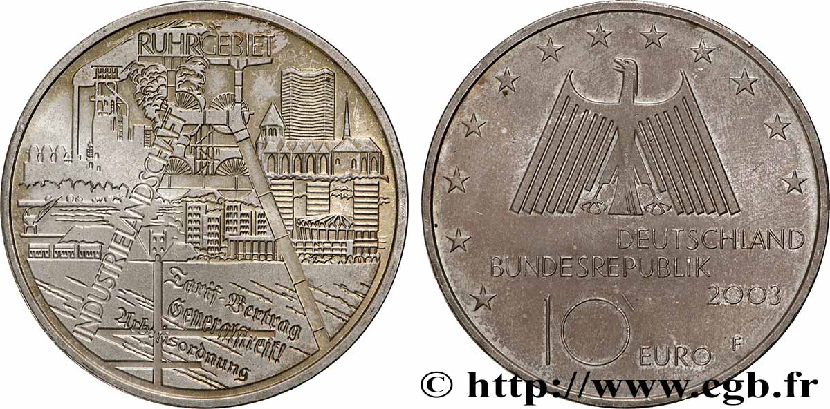 GERMANIA 10 Euro INDUSTRIES DE LA RUHR 2003 MS