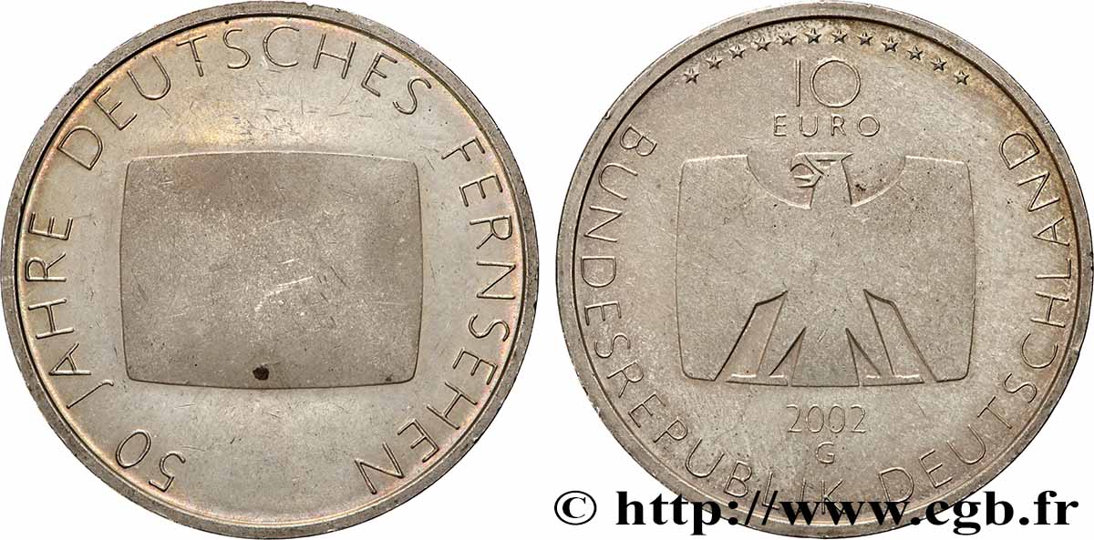 ALLEMAGNE 10 Euro 50 ANS DE TÉLÉVISION ALLEMANDE 2002 SPL