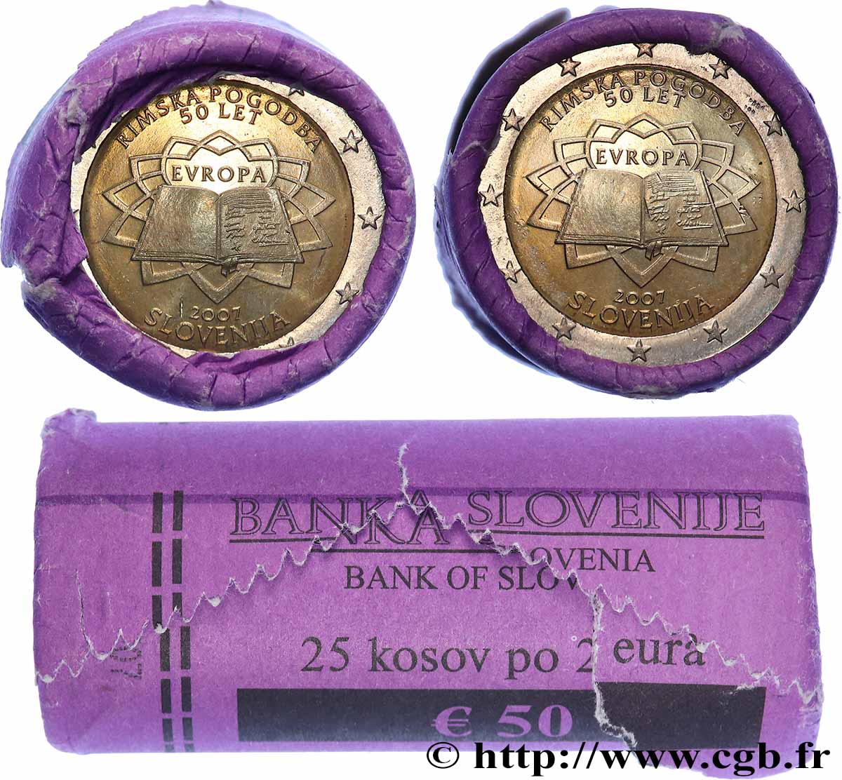 ESLOVENIA Rouleau 25 x 2 Euro CINQUANTENAIRE DU TRAITÉ DE ROME 2007 SC