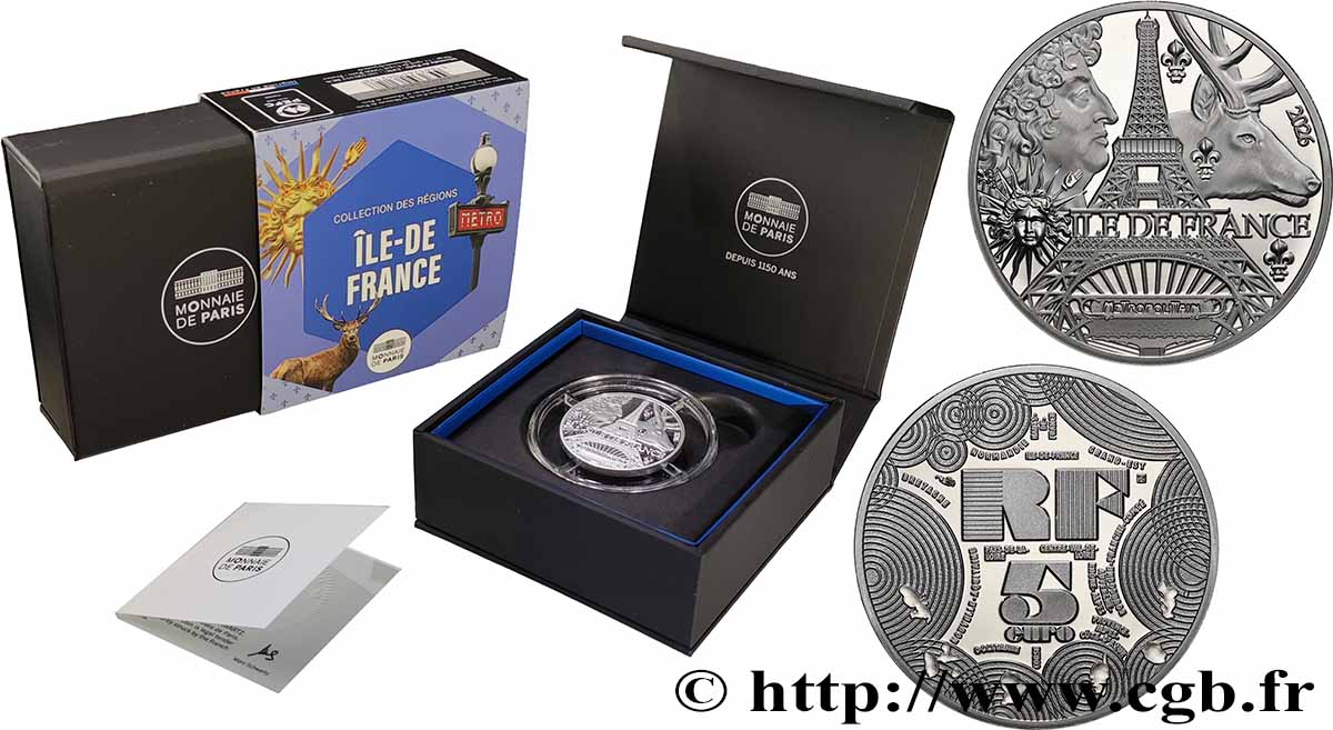 FRANCE BELLE EPREUVE 5 Euro RÉGIONS - ÎLE DE FRANCE 2026 BE