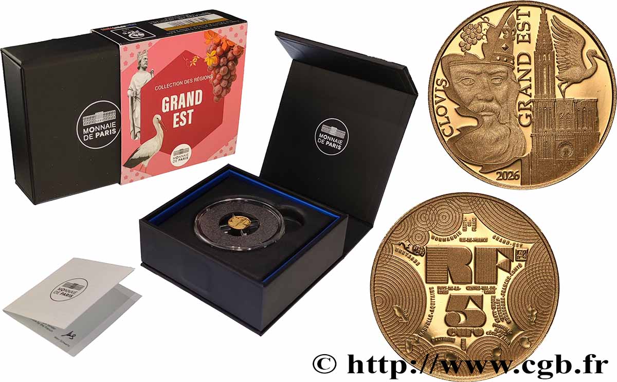 FRANCE BELLE EPREUVE 5 Euro (or) RÉGIONS - GRAND EST 2026 BE