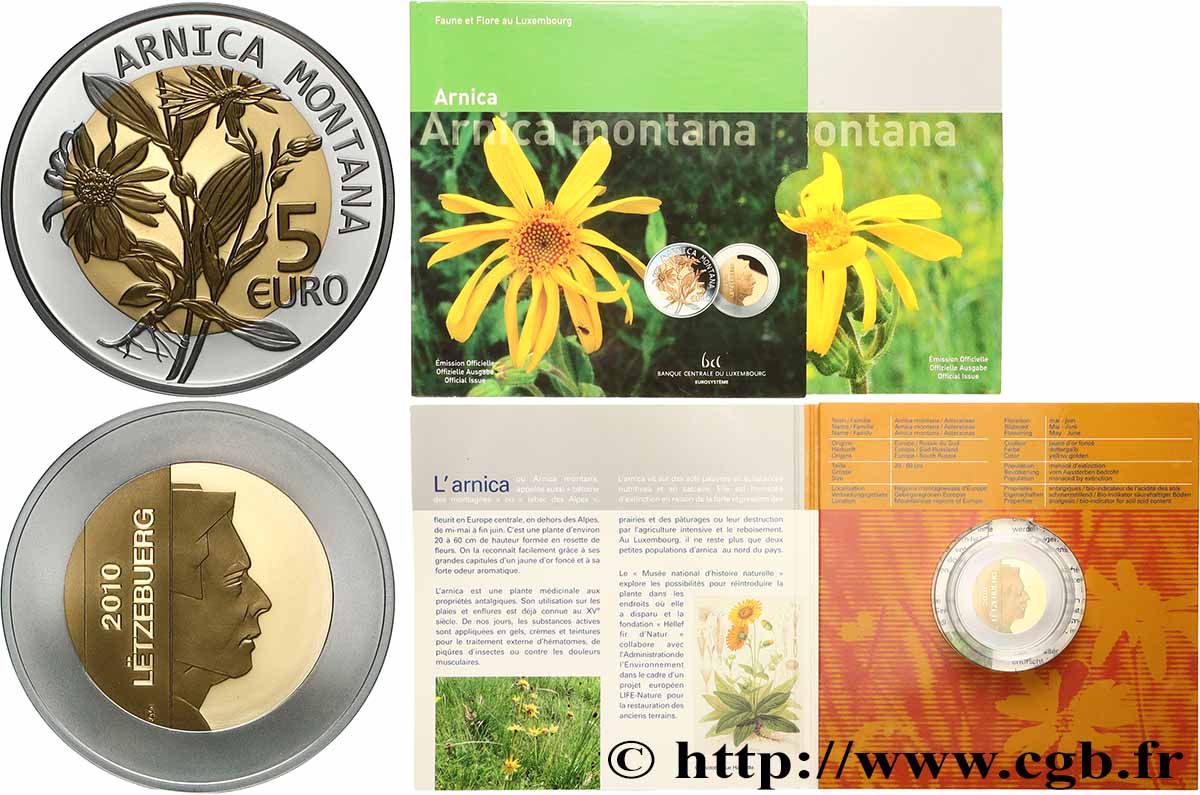 LUXEMBOURG 5 euro ARNICA MONTANA 2010 BE