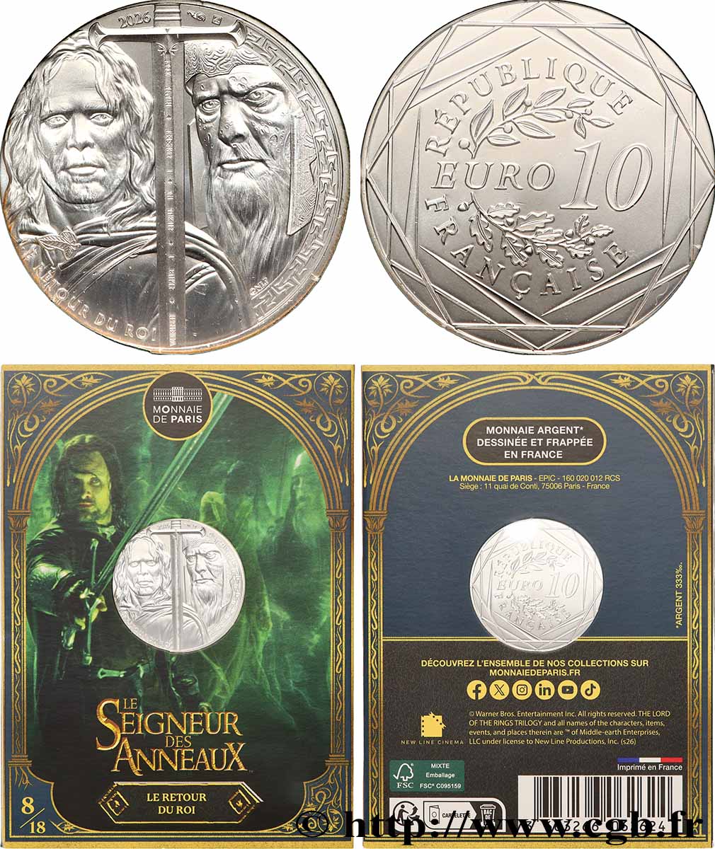 FRANCE 10 Euro LE SEIGNEUR DES ANNEAUX - ARAGORN 2026 FDC
