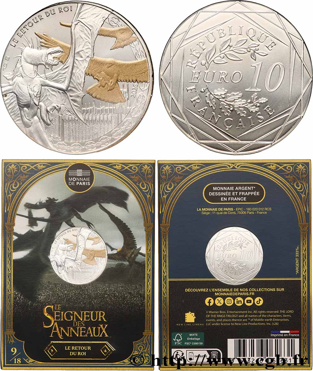 FRANCE 10 Euro LE SEIGNEUR DES ANNEAUX - LES AIGLES CONTRE LES CRÉATURES AILÉES 2026 FDC