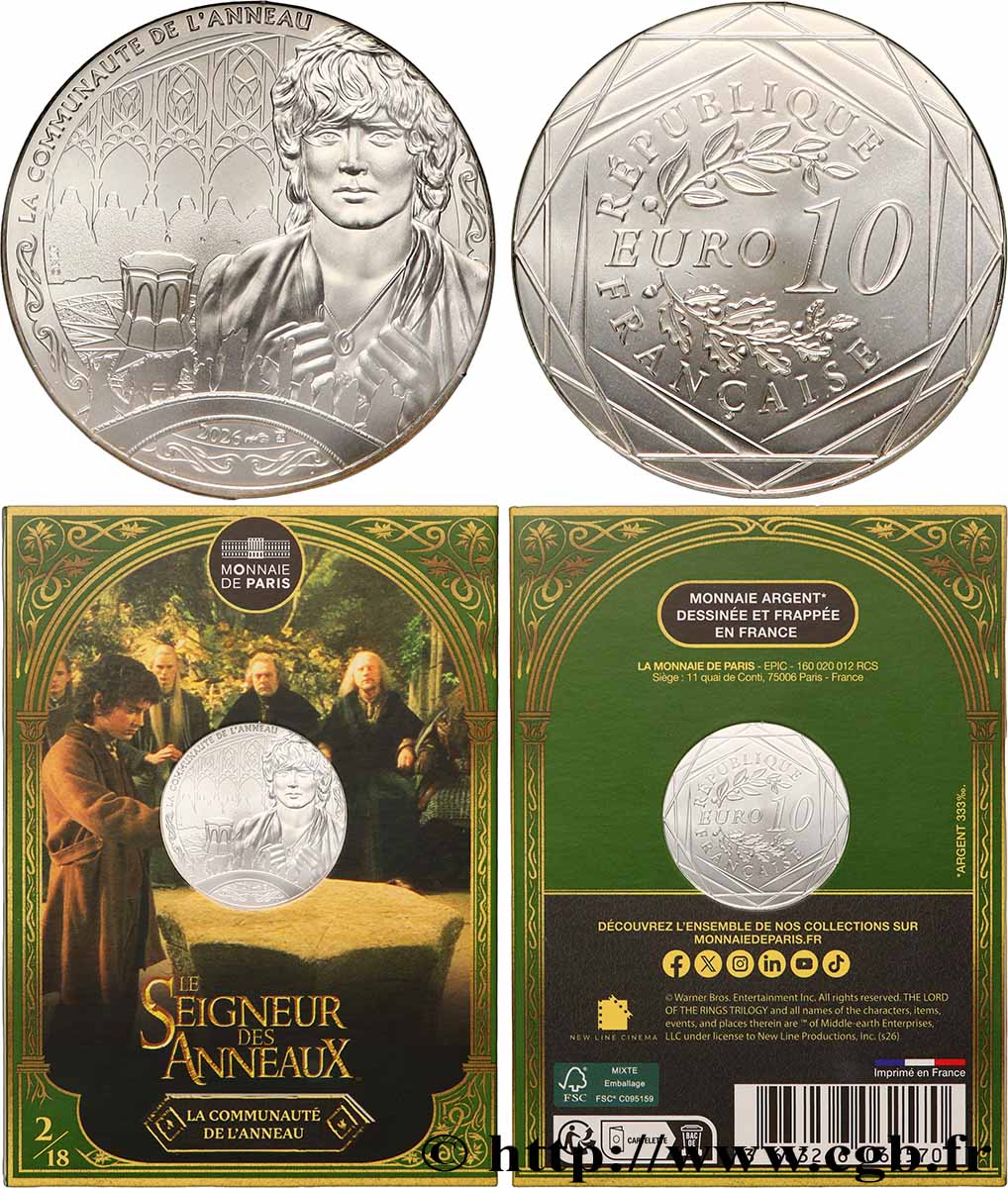 FRANCE 10 Euro LE SEIGNEUR DES ANNEAUX - LA COMMUNAUTÉ DE L’ANNEAU 2026 FDC