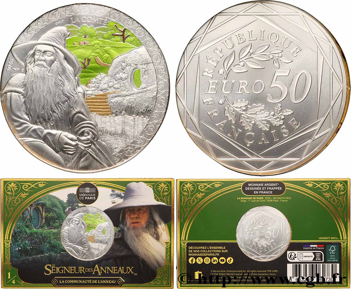 FRANCE 50 Euro LE SEIGNEUR DES ANNEAUX - GANDALF ET LA COMTÉ 2026 FDC