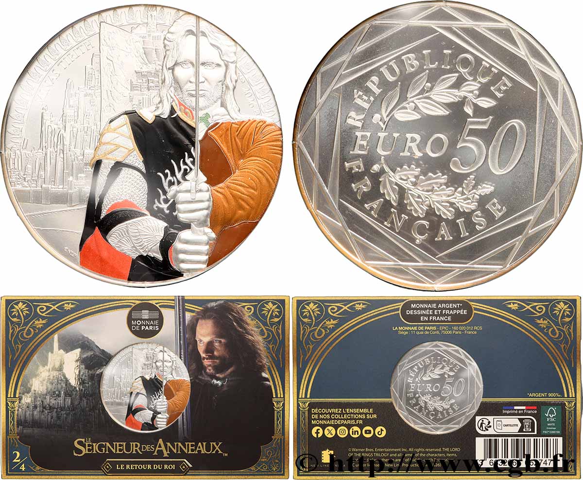 FRANCE 50 Euro LE SEIGNEUR DES ANNEAUX - ARAGORN ET MINAS TIRITH 2026 FDC