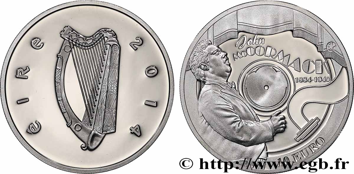 IRELAND REPUBLIC Belle Épreuve 10 Euro JOHN MCCORMACK 2014 Proof set