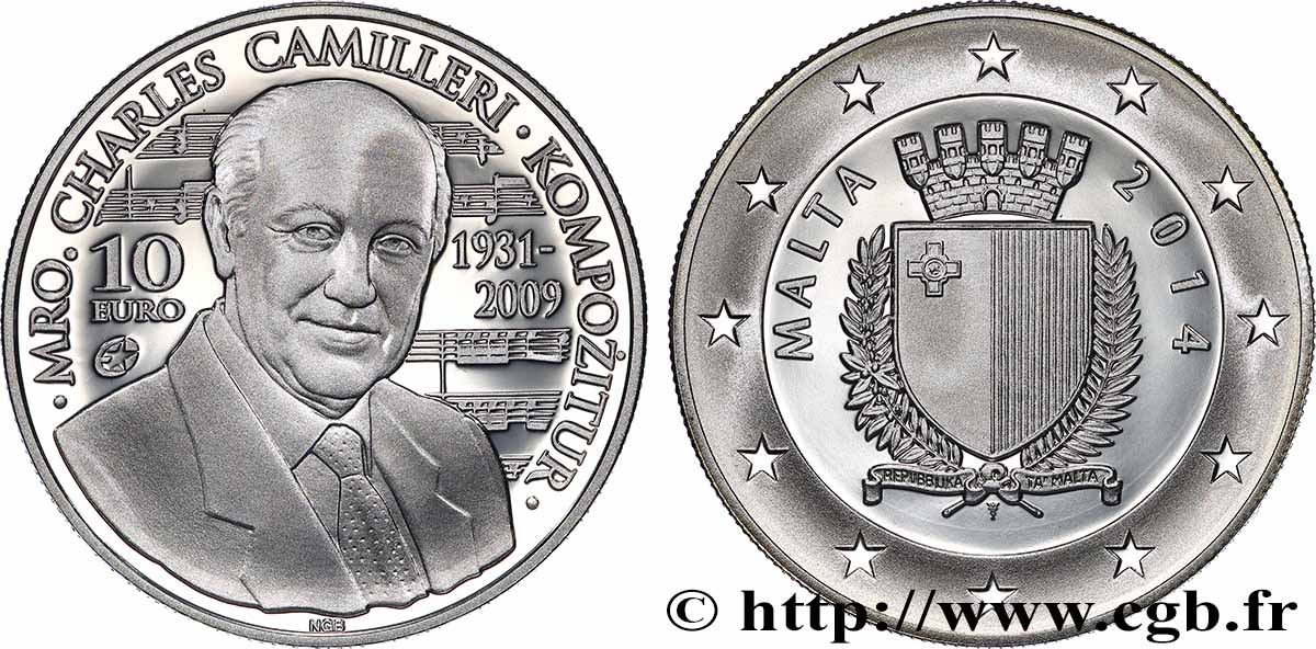MALTA Belle Épreuve 10 Euro CHARLES CAMILLERI 2014 Proof set