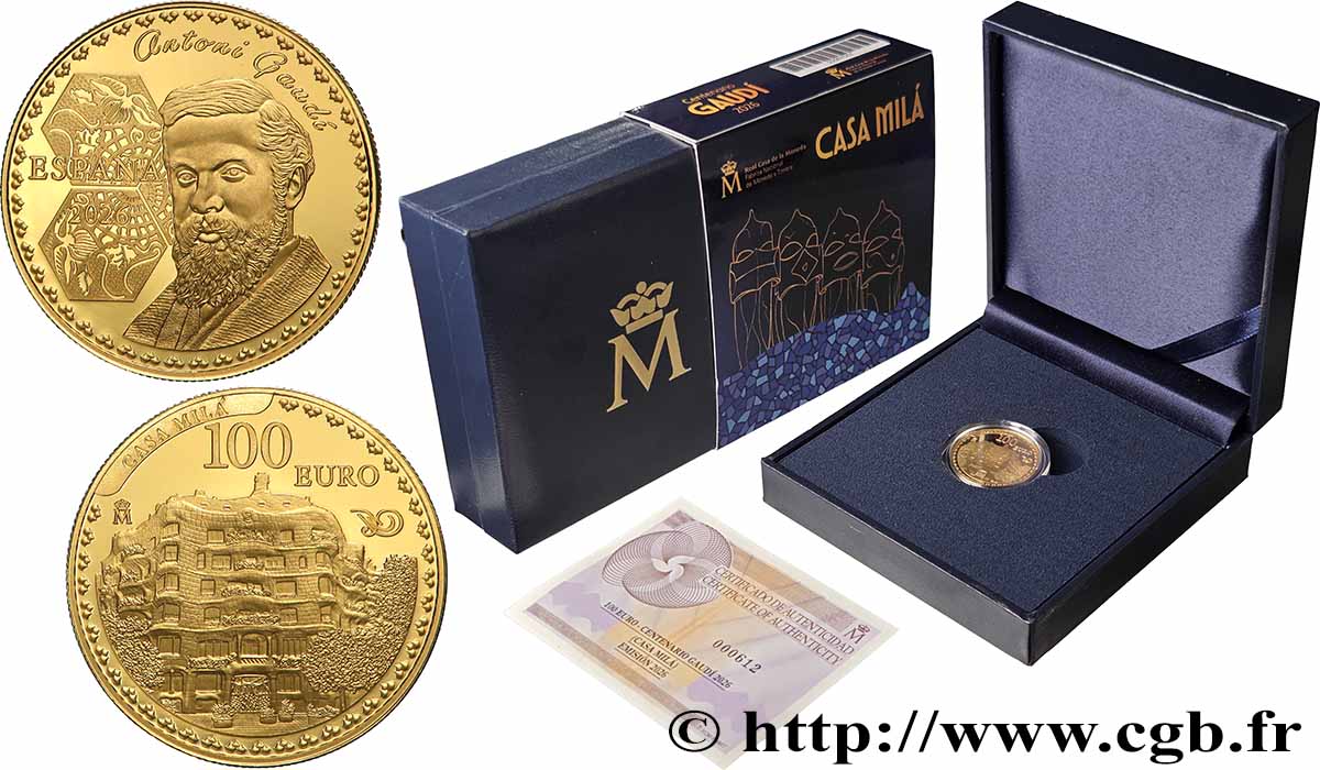 SPAIN BELLE EPREUVE 100 Euro GAUDI - CASA MILA 2026 Proof set