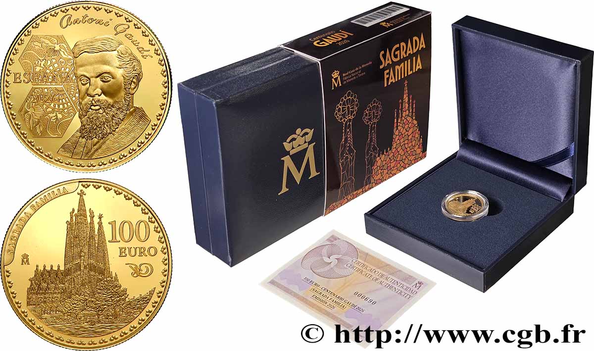 SPAIN BELLE EPREUVE 100 Euro GAUDI - SAGRADA FAMILIA 2026 Proof set