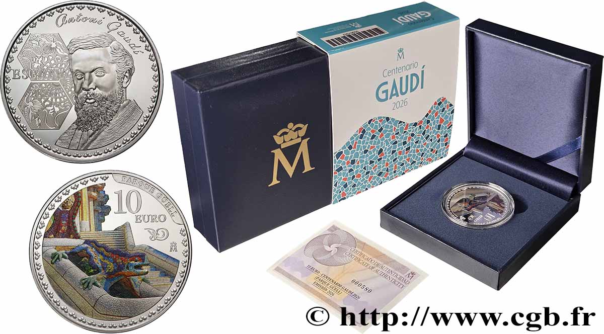 SPAIN BELLE EPREUVE 10 Euro GAUDI - PARC GUELL 2026 Proof set