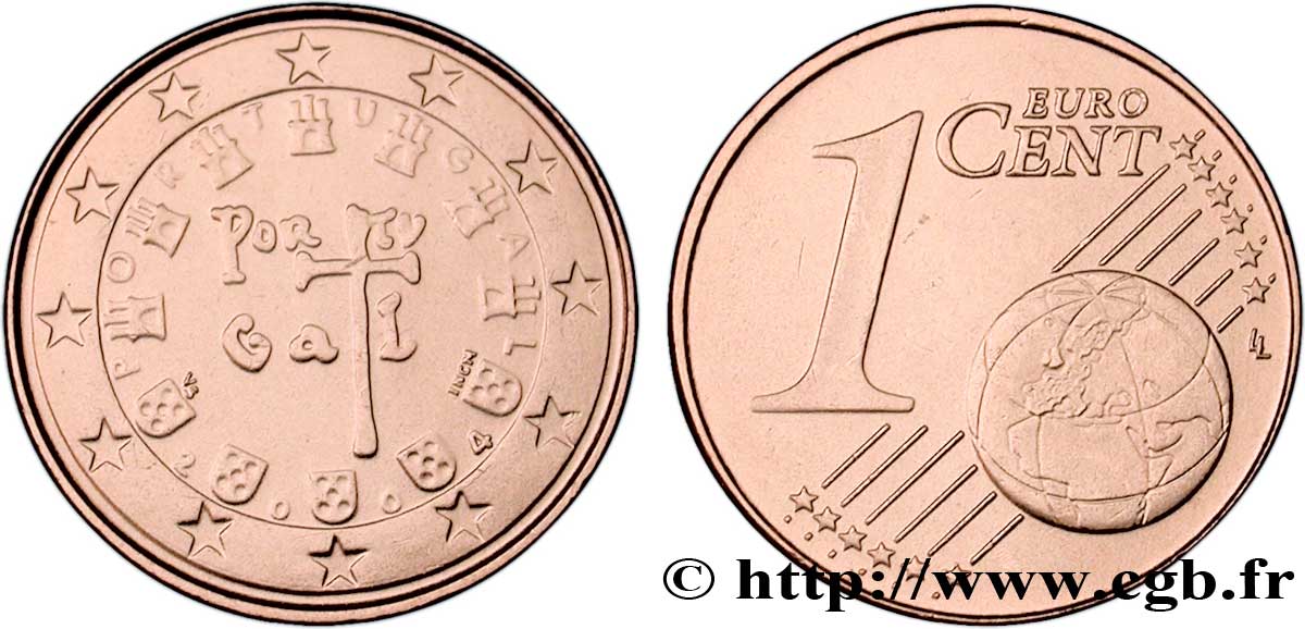 PORTUGAL 1 Cent SCEAU A LA CROIX(1134) 2004 SC